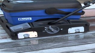 Bona Power Scrubber cleaning parquet and wooden decking
